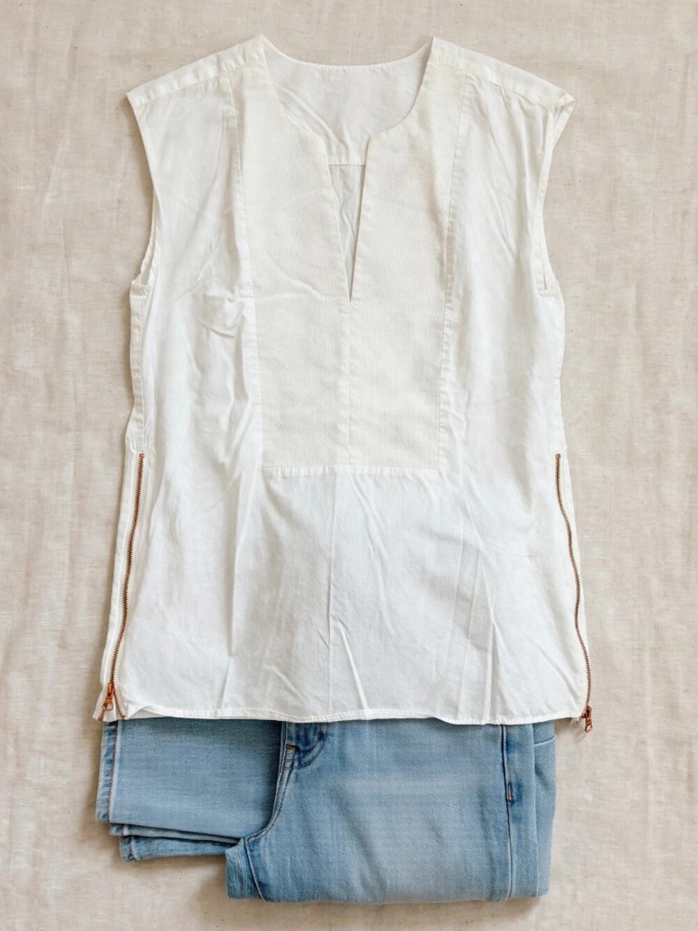J. Crew Ivory Textured Sleeveless Top
